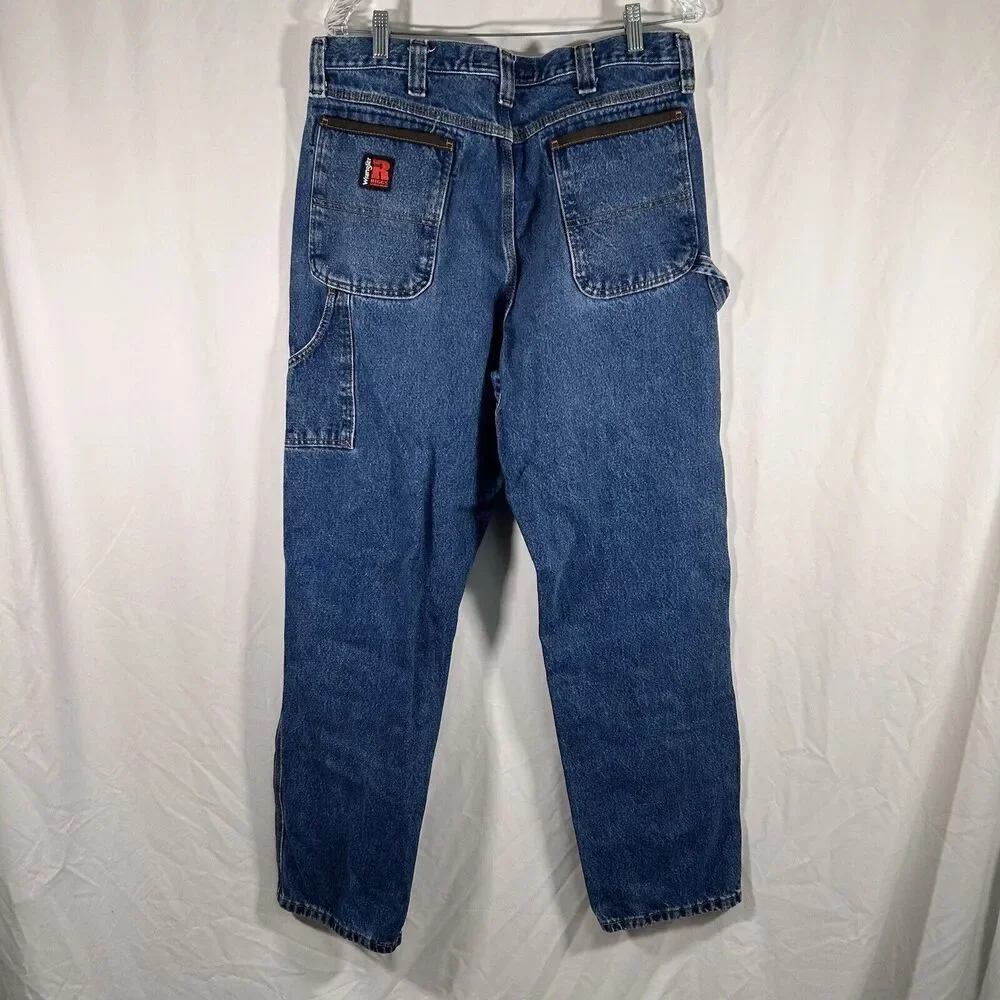Wrangler Riggs Jeans Men's 36x34 Medium Wash Blue Denim Workwear 100% Cotton